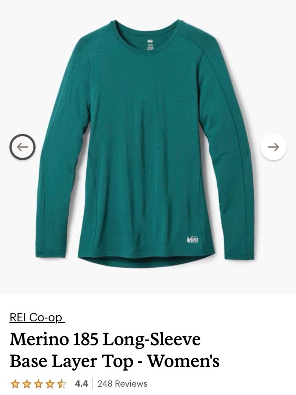 REI Co-op Merino 185 Long-Sleeve
Base Layer Top night cove soft breathable